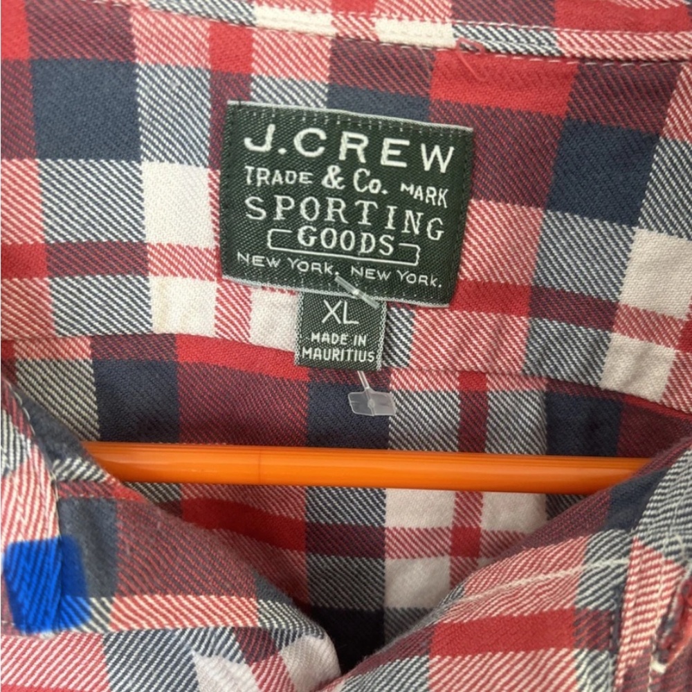 J. Crew Red and Navy Checkered Men's Shirt